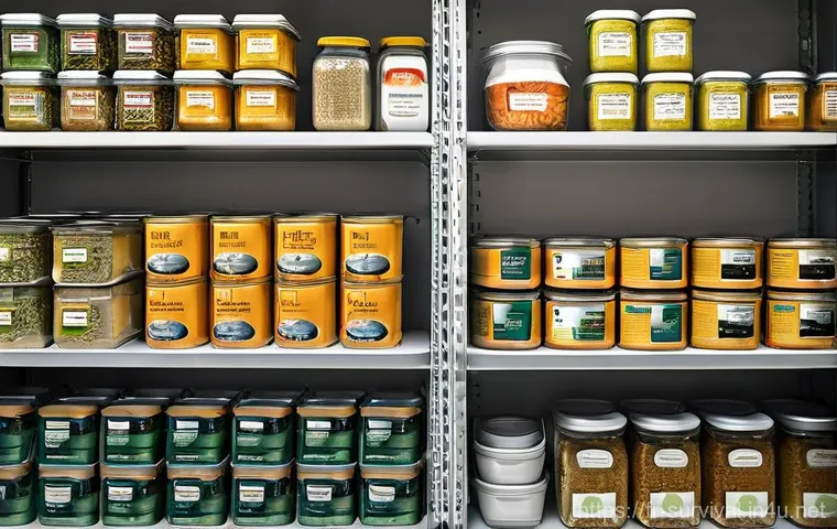비상식량 보관 방법 - **Prompt 1: A Well-Organized and Serene Emergency Pantry**
    "A clean, brightly lit image of a wel...