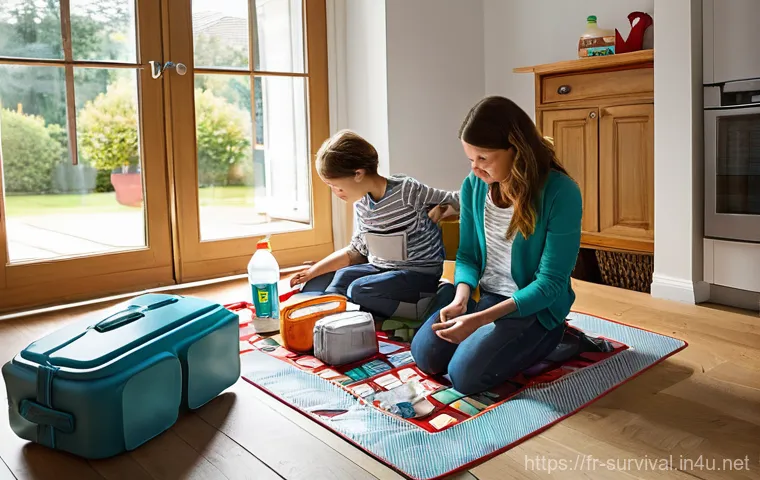 재난 대비 생존 훈련 영상 - **Prompt 1: Family Preparing an Emergency Kit**
    "A heartwarming, brightly lit scene in a modern ...